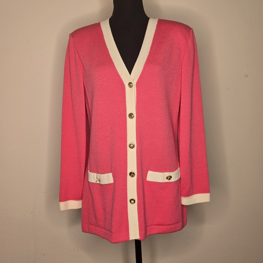 St. John Collection by Marie Gray, tropic pink knit blazer